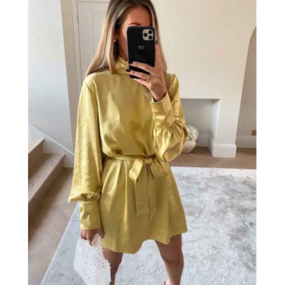 Leah Belted Yellow Dress